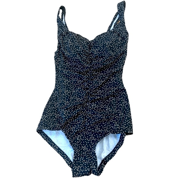 LE COVE NWOT One Piece Black & White Polka Dot Modest Pin Up Style Size 10 - Picture 1 of 10